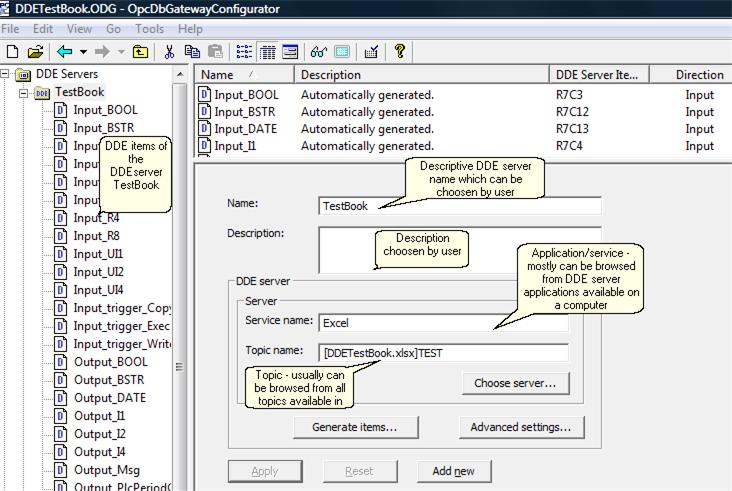 Screenshot for DDE client for OpcDbGateway 1.00.00