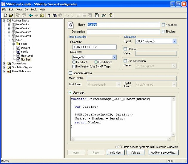 SNMP/OPC gateway software